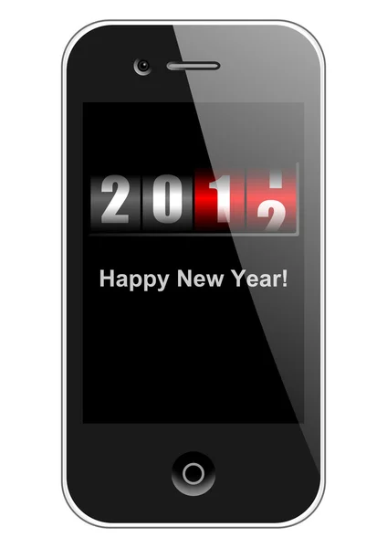 Mobiltelefon med nytt år counter — Stockfoto