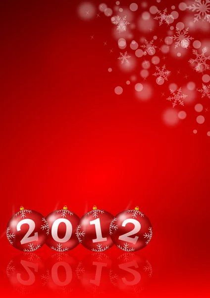 Ilustração ano novo com bolas de natal — Fotografia de Stock