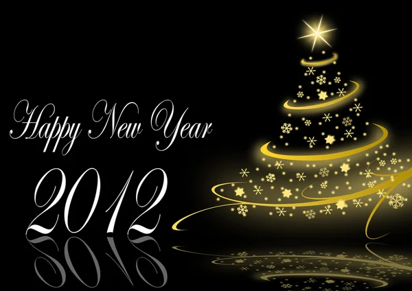 Happy new year illustration with christmas tree — Stock Photo, Image