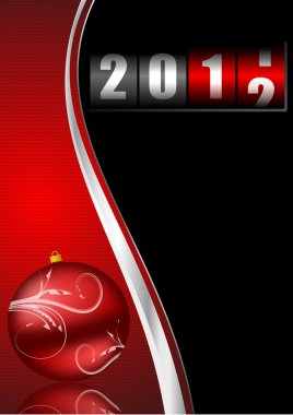 New year illustration with counter and christmas ball clipart