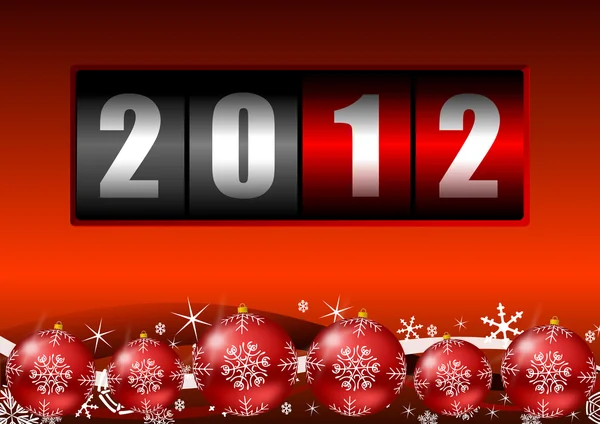 2012 ano contador com bolas de Natal — Fotografia de Stock
