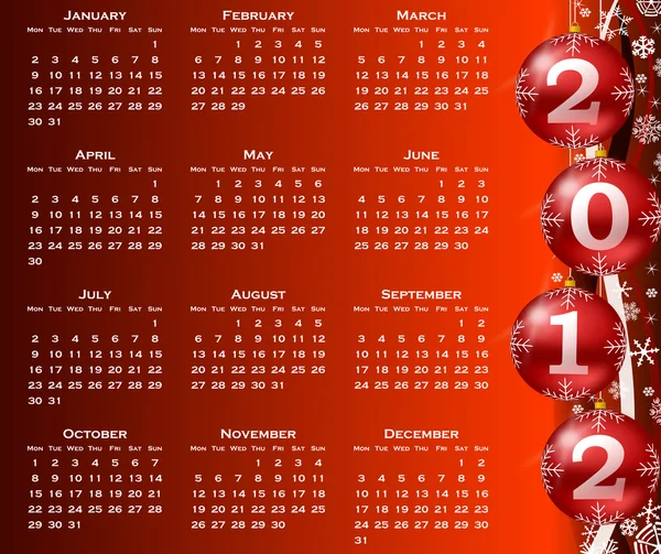 2012 års kalender — Stockfoto