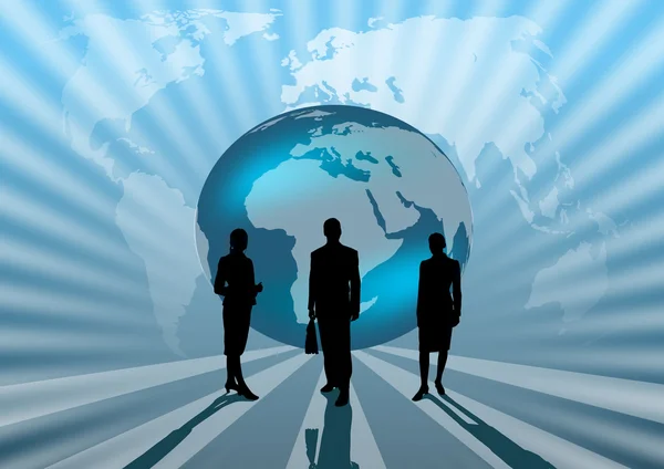 Business international on blue globe illustration — Stock Photo, Image