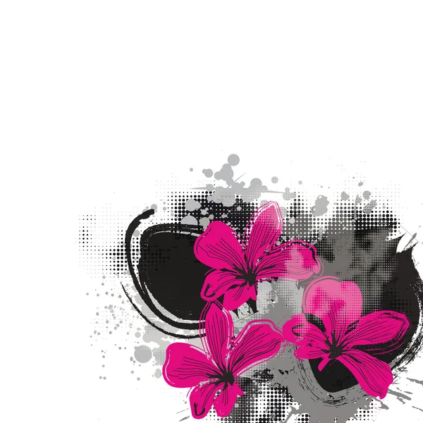 Tarjeta floral Grunge — Vector de stock
