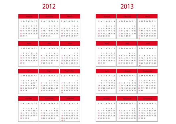 Calendar 2012 and 2013 start on Sunday — Stock Photo, Image