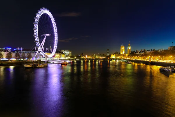 London eye nacht stadsgezicht — Stockfoto