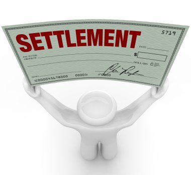 Man Holding Big Settlement Check Agreement Money clipart
