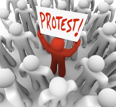 Demonstration Man Holds Protest Sign Movement for Change clipart
