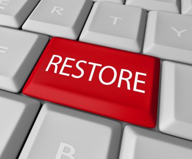 Restore Key on Computer Keyboard - Save or Salvage Rescue clipart