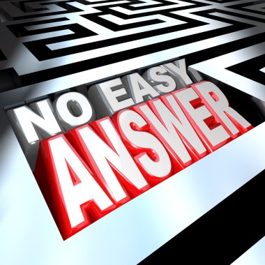 No Easy Answer Words in 3D Maze Problem to Solve Overcome clipart