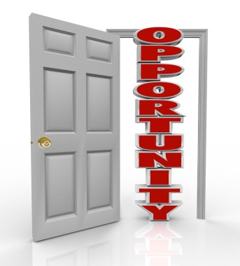 Opportunity Knocks Door Opens to New Growth and Chances clipart