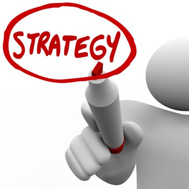 Strategy - Leader Writes Plan on Board to Lead Team to Success clipart