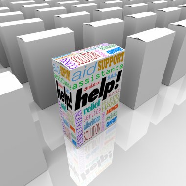 Help Box of Customer Assistance and Support on Store Shelf clipart