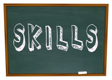 Skills Word on Chalkboard Learn New Things in School clipart