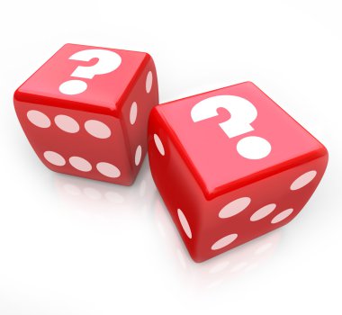 Question Marks on Two Red Dice Uncertain Fate clipart