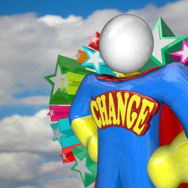 Change Superhero Looks to Future of Changing and Adapting clipart