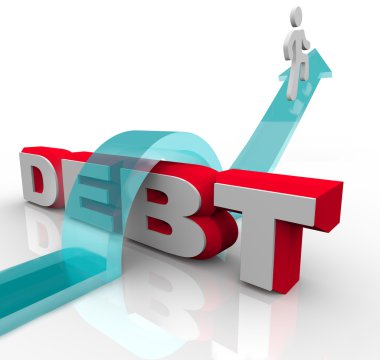 Getting Over Debt Overcome Financial Problem Crisis clipart