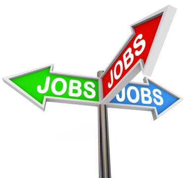 Jobs Street Signs Pointing Way to New Job Career clipart