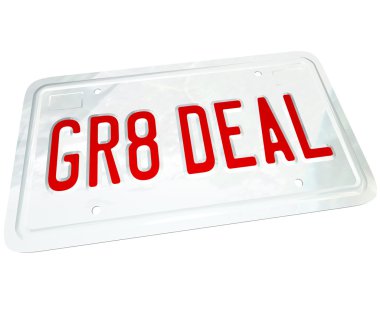 Gr8 Deal License Plate Great Price on a Used or New Car clipart