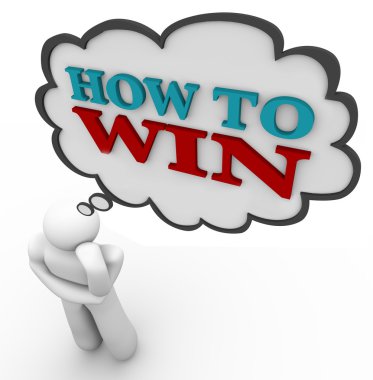 Person Thinks of How to Win Strategy Thought Cloud clipart