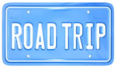 Road Trip Words on Vanity License Plate Holiday Travel clipart