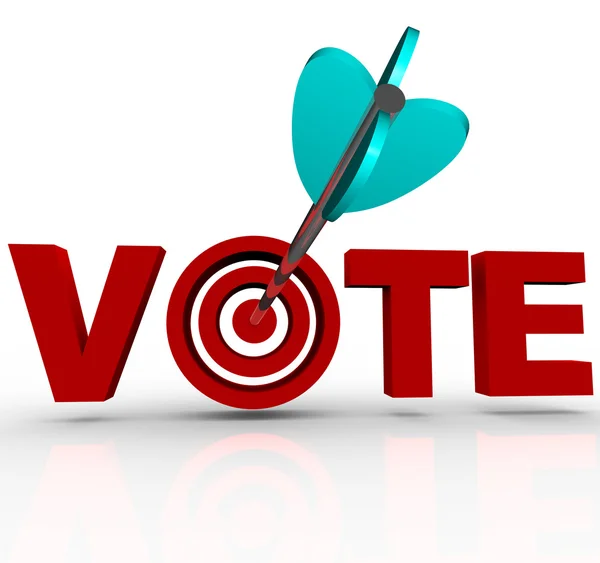 Vote Seta no Word Eleição de eleitores com alvo 3D — Fotografia de Stock