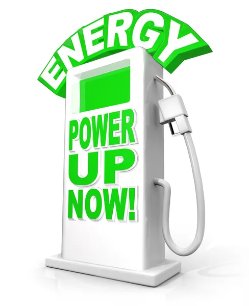 Energía se enciende ahora en palabras de la bomba de combustible — Foto de Stock
