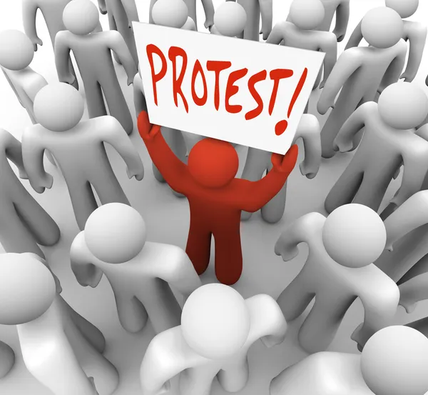 Demonstrációs ember tart tiltakozás jel mozgalom — Stock Fotó