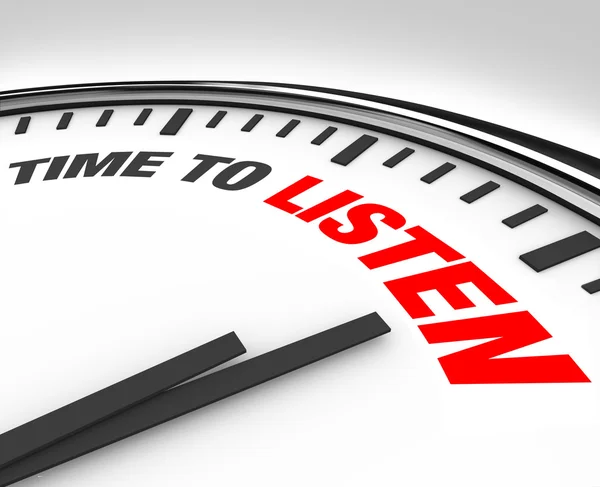 Tiempo para escuchar palabras en el reloj - Escuchar y entender — Foto de Stock