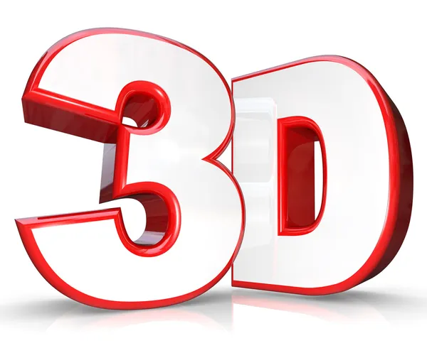 3D-rode letter en nummer drie dimensionale bekijken — Stockfoto