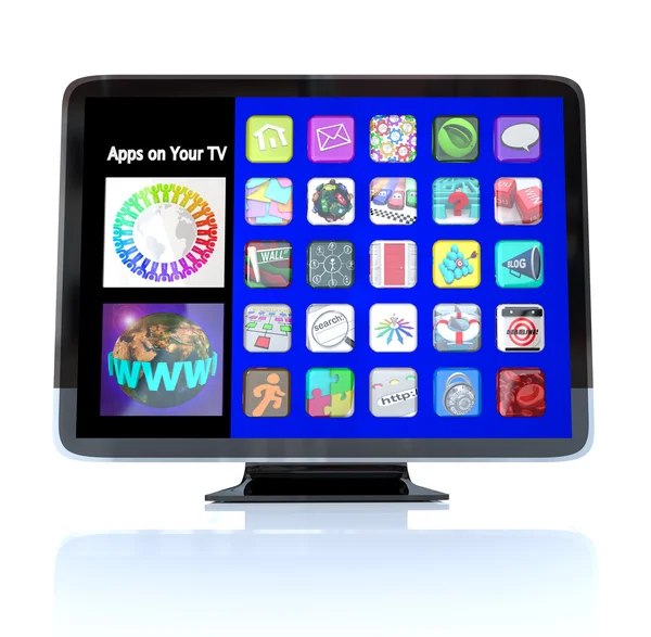 Apps Icon Tiles on High Definition Television HDTV — Stock Photo, Image