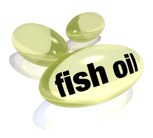 Fish Oil Cápsulas Ómega-3 Comprimidos de ácido gordo Prevenção da doença — Fotografia de Stock