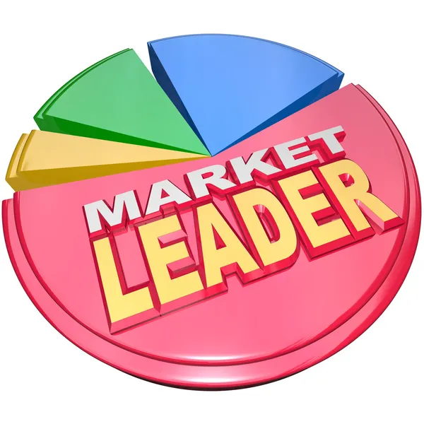 Leader di mercato - Più grande porzione di fette di azioni del grafico a torta — Foto Stock