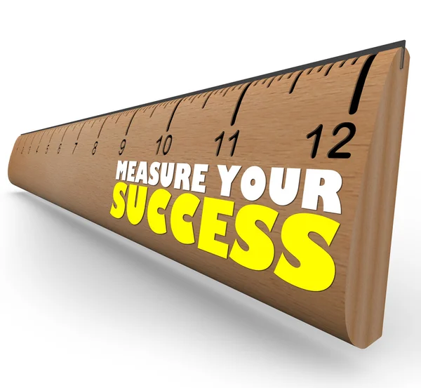 Measure Your Growth Ruler to Review and Assess Progress to Goal — Stock Photo, Image