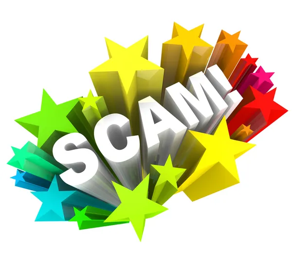 Scam 3D Word Swindle Con Game, чтобы обмануть вас с деньгами — стоковое фото
