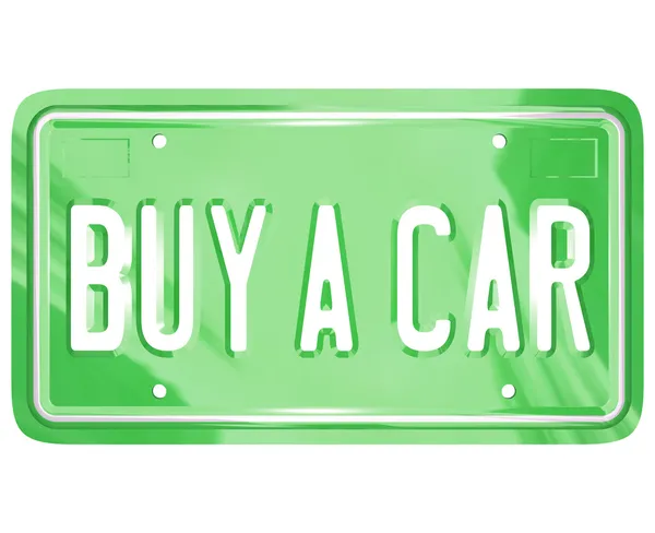Comprar uma placa de licença de carro Auto Compras Comprando Veículo — Fotografia de Stock