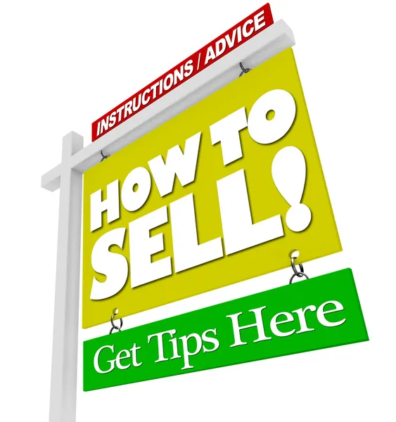 Home for Sale Sign - How to Sell Advice Information — Stock Photo, Image