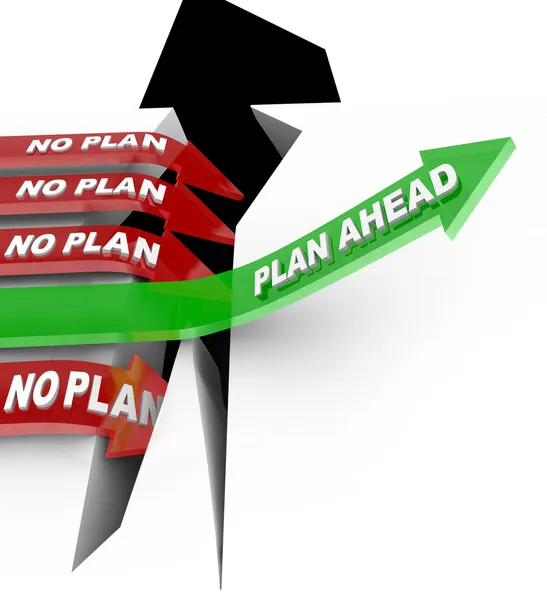 Plano à frente não bate planejamento na superação de crise de problemas — Fotografia de Stock