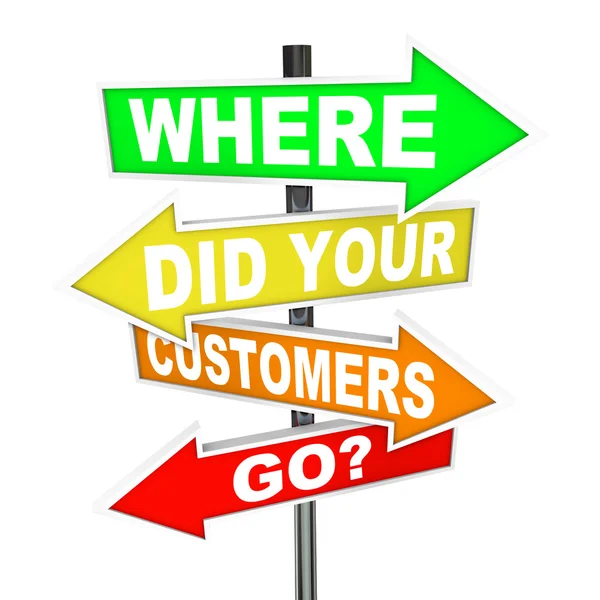 Where Did Your Customers Go Signs - Finding Lost Customer Base — Stock Photo, Image