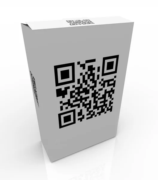 Qr 바코드를 스캔 상자에 제품 코드 — 스톡 사진