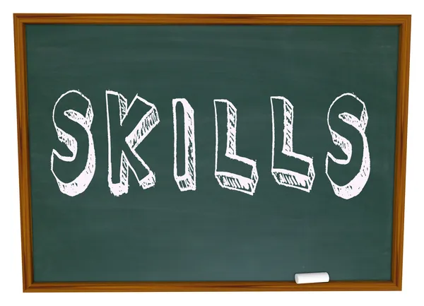 Palavra de Habilidades no Chalkboard Aprenda Novas Coisas na Escola — Fotografia de Stock