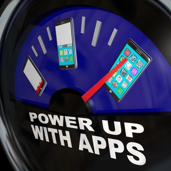 App per indicatori di carburante Smart Phone pieno di applicazioni — Foto Stock
