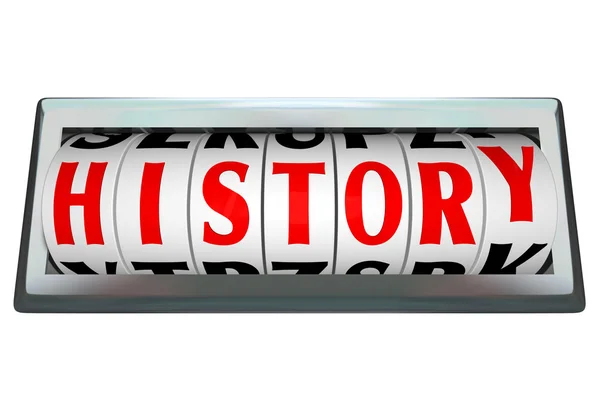 Geschiedenis woord in odomoter dial bar toont verstrijken van de tijd — Stockfoto