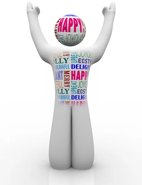 Gelukkige persoon emotie weergegeven: vreugde goede gevoelens — Stockfoto