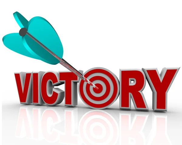 Freccia della vittoria in Word Succeed Trionfo in competizione — Foto Stock