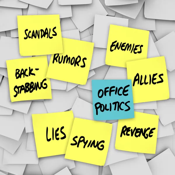 Office Politics Scandal Rumors Lies Gossip - Sticky Notes — Stock Photo, Image