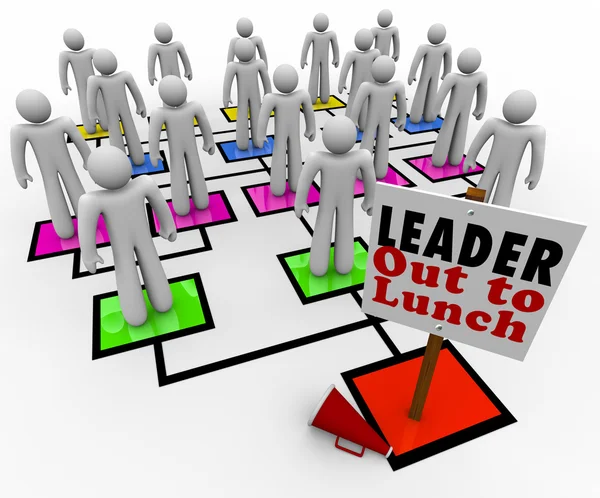 Leader Out to Lunch Missing Leadership Company Organization Char — Stock Photo, Image