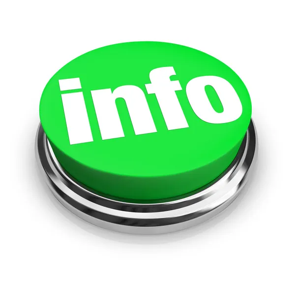 Info Word on Green Round Button - Get More Details — Stock Photo, Image