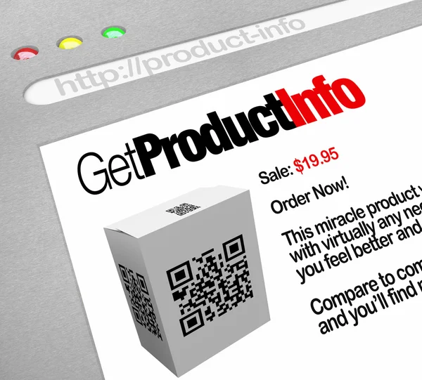 QR-код - веб-экран информации о продукте — стоковое фото