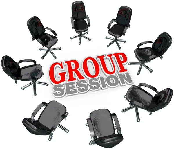 Sessão de grupo Cadeiras de reunião em círculo para discussão — Fotografia de Stock